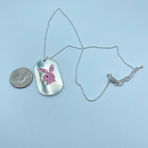 Playboy Bunny Pink Crystal Name Tag Fashion Necklace 2006-2007 Y2K - Picture 2 of 7